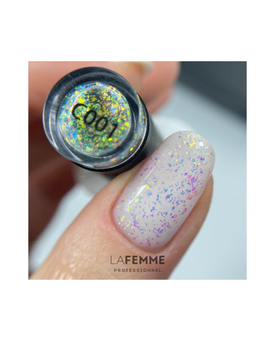 La Femme, Flakes Top Coat No Wipe UV&LED 8gr - C001, PVLEDC001