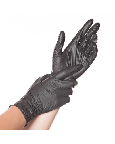 Hygostar, Nitrile gloves, powder-free Safe light, black color, size L, 100 pcs, 27018