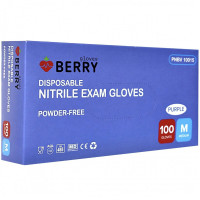 Berry gloves, Нитриловые перчатки фиолетового цвета, непудреные, размер M, 100 шт