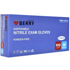 Berry gloves, Нитриловые перчатки фиолетового цвета, непудреные, размер M, 100 шт