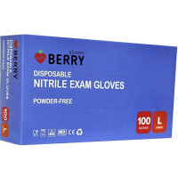 Berry gloves, Нитриловые перчатки фиолетового цвета, непудреные, размер L, 100 шт