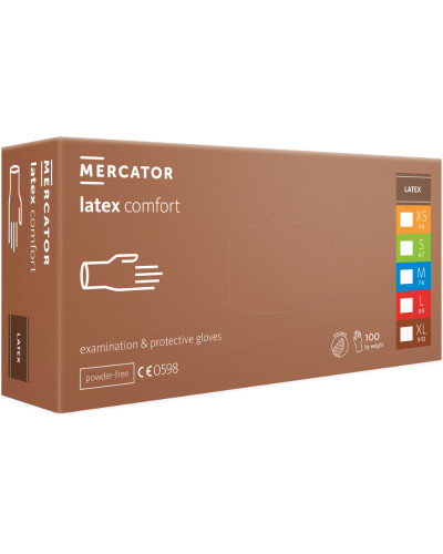 Mercator, Latex gloves COMFORT, powder-free, white color, size M, 100 pcs, RD10005003