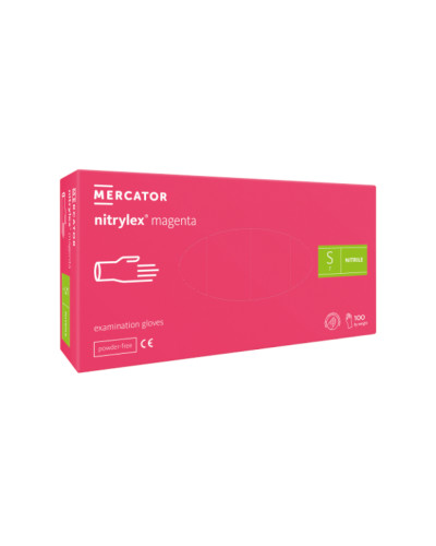 Mercator, Нитриловые перчатки Nitrylex MAGENTA, непудреные, размер S, 100 шт, RD30300002