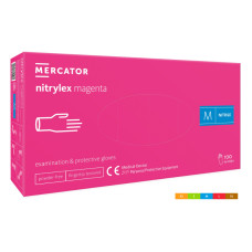 Mercator, Нитриловые перчатки Nitrylex MAGENTA, непудреные, размер M, 100 шт