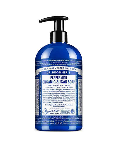 Dr. Bronners,  Organic Sugar Soap Peppermint 710 ml, 0018787830628