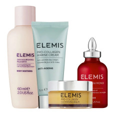 Elemis, Labāko pārdevēju komplekts: Elemis, Barojoša piena vanna ādai 60ml + Elemis, Pro-Collagen Marine krēms 15ml + Elemis, Frangipani Monoi barojoša ķermeņa eļļa 35ml + Elemis, Pro-Collagen attīrošs balzams 20g