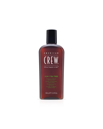 American Crew, tējas koka šampūns, kondicionieris un ķermeņa mazgāšanas līdzeklis 3v1 100ml, 0669316405192