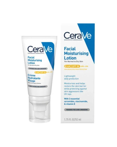 CeraVe, Увлажняющий лосьон для лица SPF50 52 мл, 3337875814652