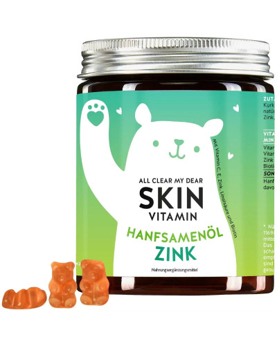 Lācīši ar priekšrocībām, All Clear My Dear Skin Vitamins Mit Hanföl & Zink 60 gab. 150 g, 4260717770146