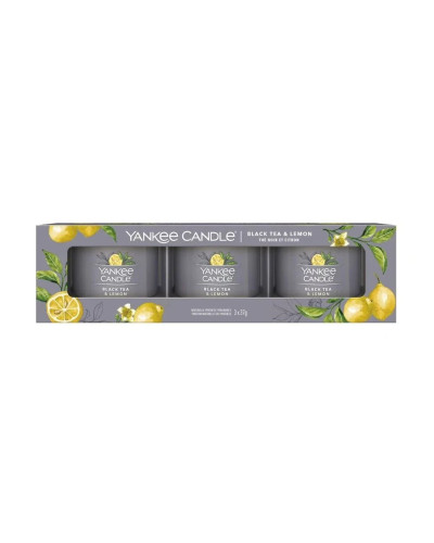 Yankee Candle, pildīta votīve Melnā tēja un citrons 3x37 g, 5038581128313