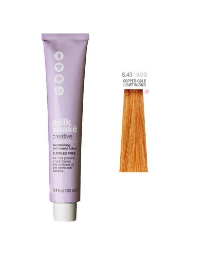 Milk_Shake, Creative Permanent Color 8.43 Copper Gold Light Blond 100ml, 8032274058915